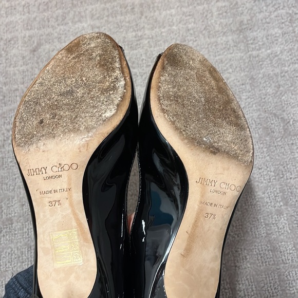 Jimmy Choo Patent Peep Toe Shoes - Picture 8 of 9